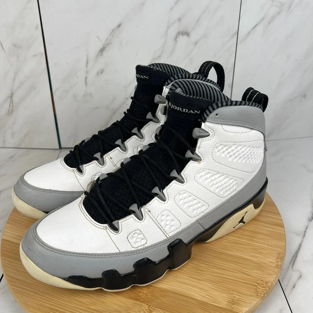 Nike Air Jordan 9 Retro Barons Mens Size 10 White Black Sneaker Shoes 302370-106